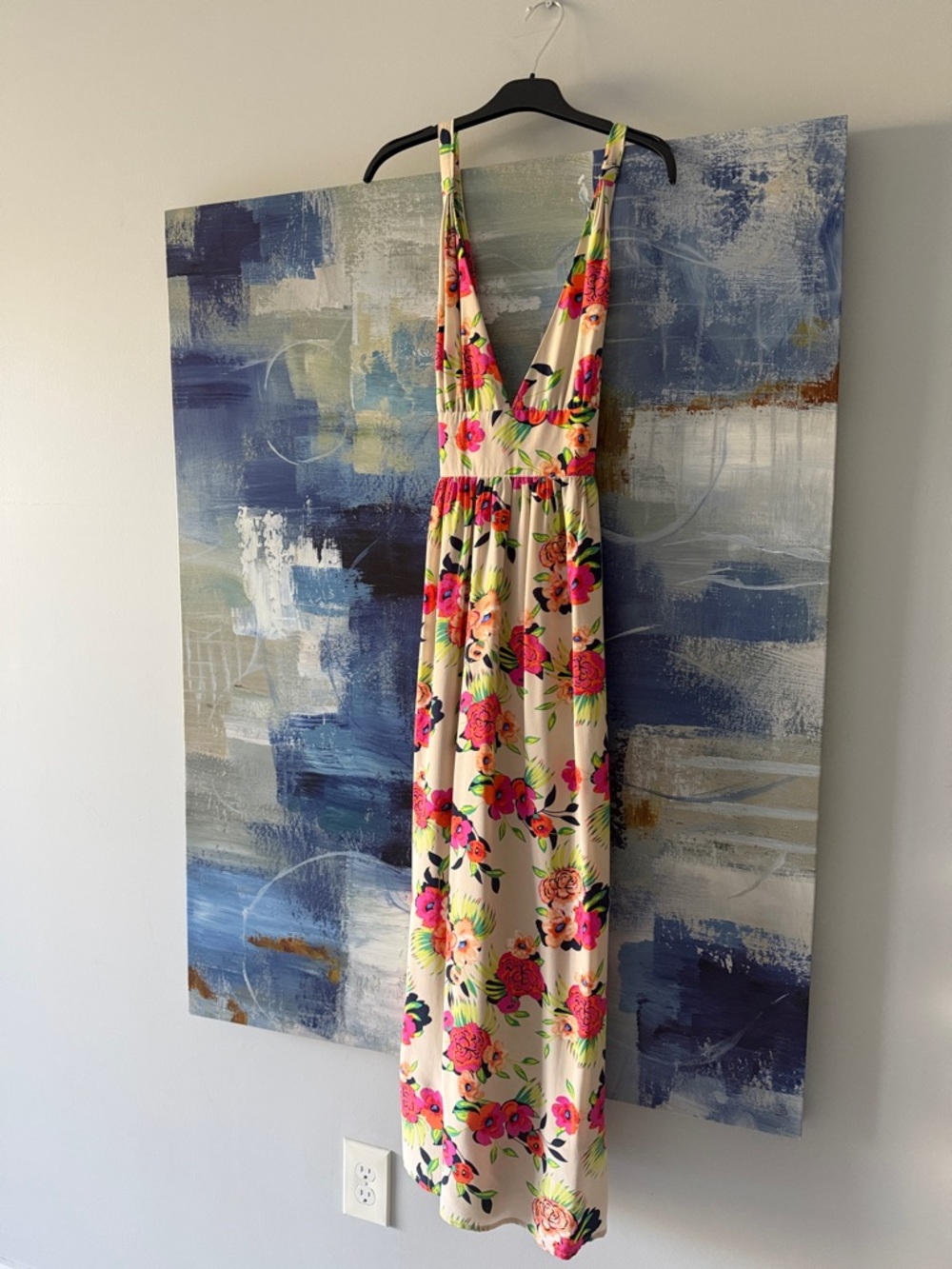 South Moon Under Cream Maxi Dress with Pink Floral Print